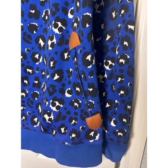 *SOLD* Wanakome Leopard Print Hoodie Blue Black Cozy Fleece Lined XL Gorpcore - Picture 8 of 12